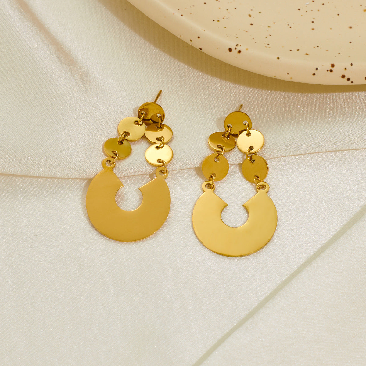 Wholesale Niche Exaggerated Geometric Irregular Titanium Steel Earrings ACC-ES-BangJie003