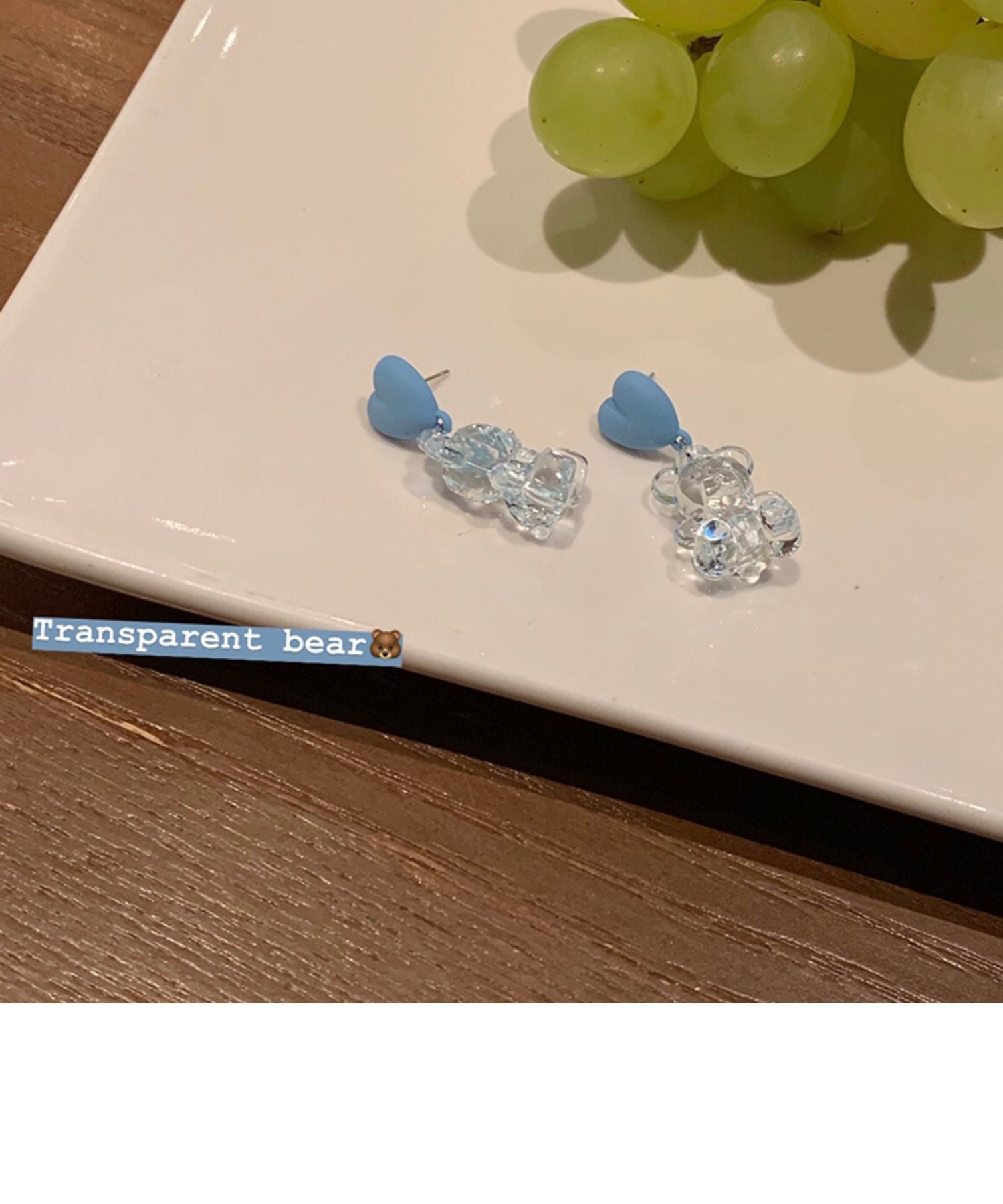 Wholesale s925 silver needle bear heart earrings ear clip