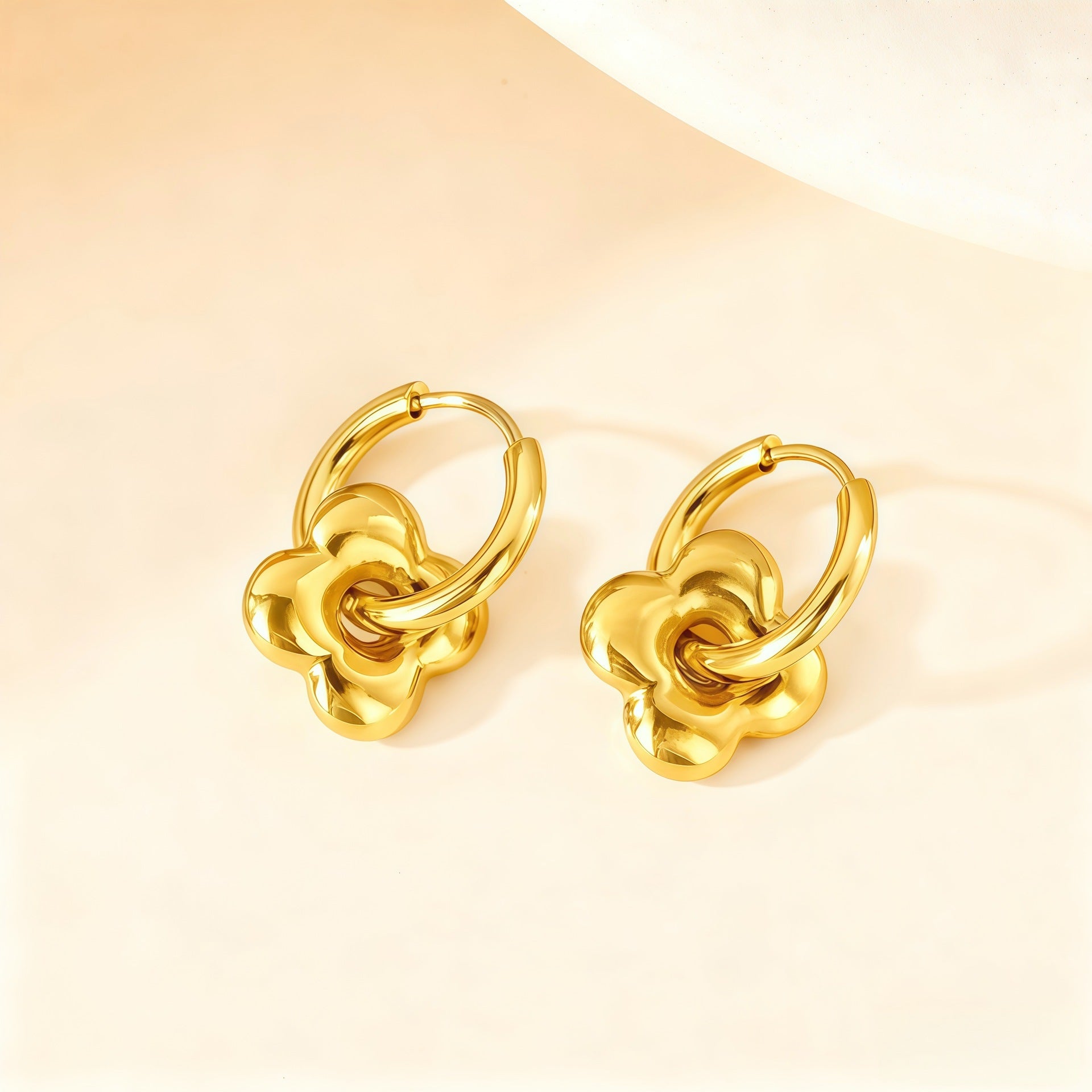 Wholesale Love Elegant Earrings Ear Buckle Titanium Steel Star Moon Geometric Earrings Light Luxury Earrings