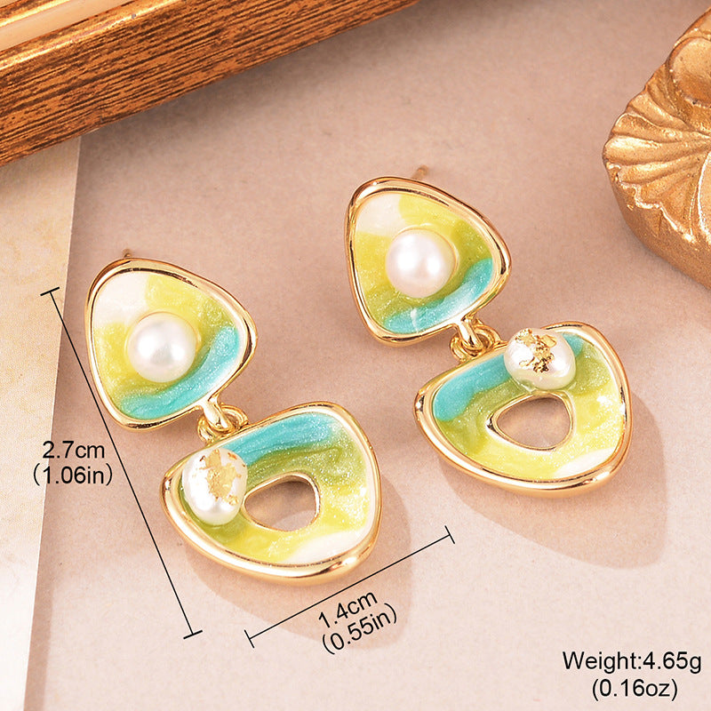 Wholesale Natural Pearl Earrings Geometric  Jewelry Accessories