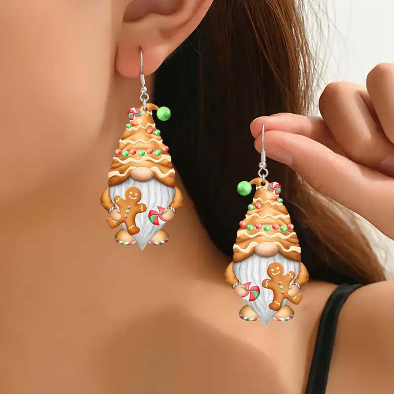 Wholesale Christmas Gingerbread Man Candy Cookie Acrylic Pendant Earrings