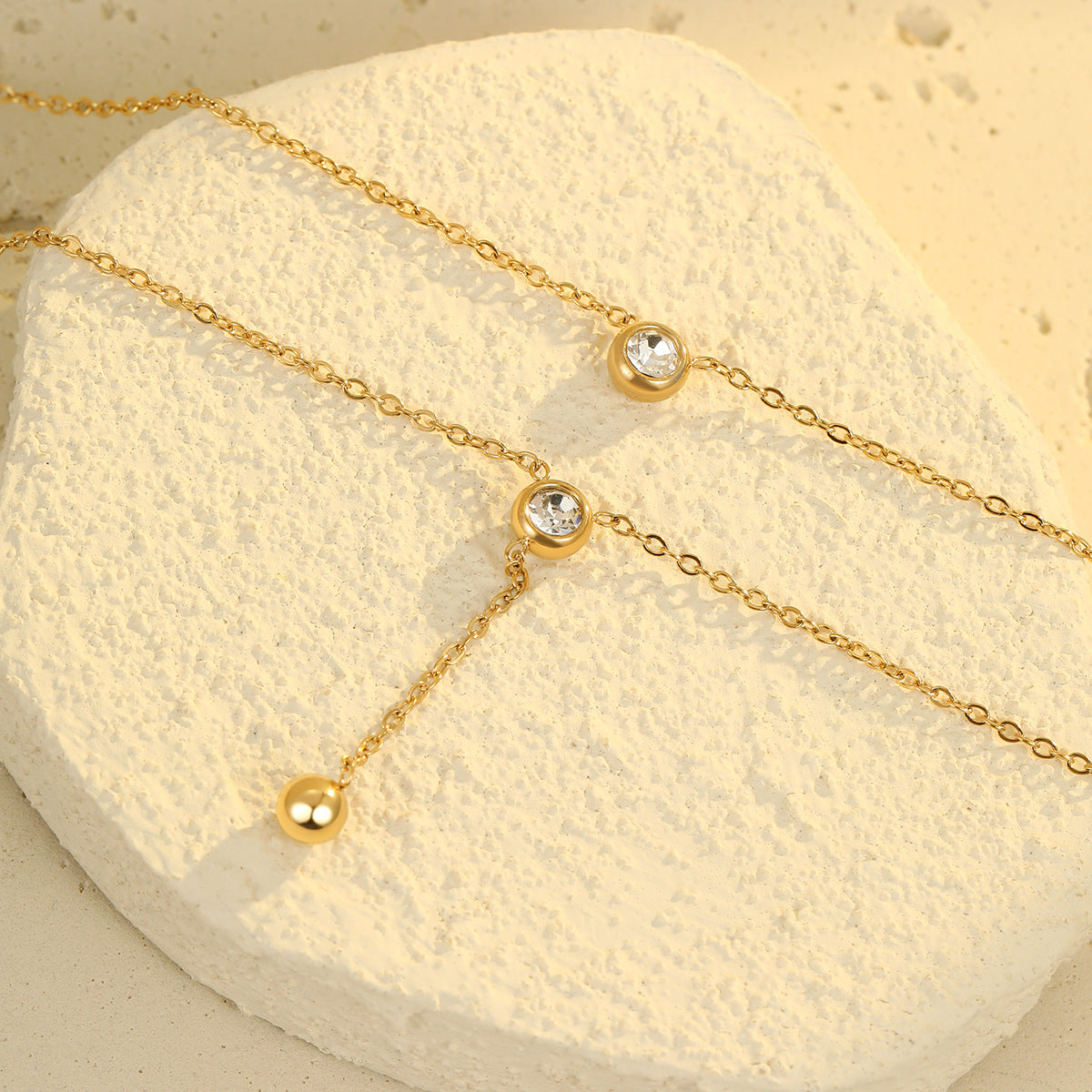 Wholesale  Double-Layer Tassel Necklace Stainless Steel Necklace