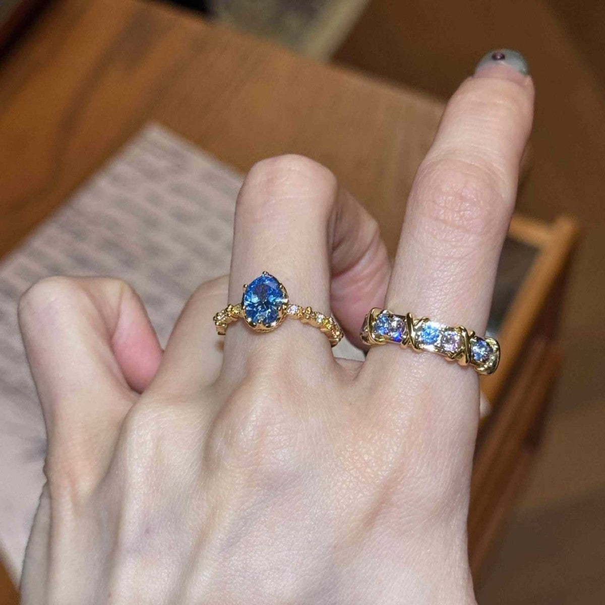 Wholesale Blue Zircon Cross Shaped Ring,  Trendy Fashion Accessory for Everyday Wear