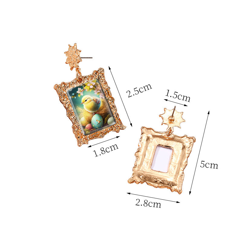 Wholesale Christmas Vintage Gold Geometric Square Metal Earrings ACCVIP-ES-XiangLian002