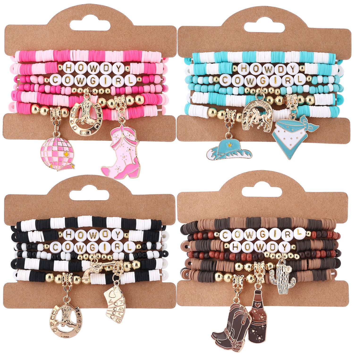 Wholesale  Soft clay western Denim style bracelet set