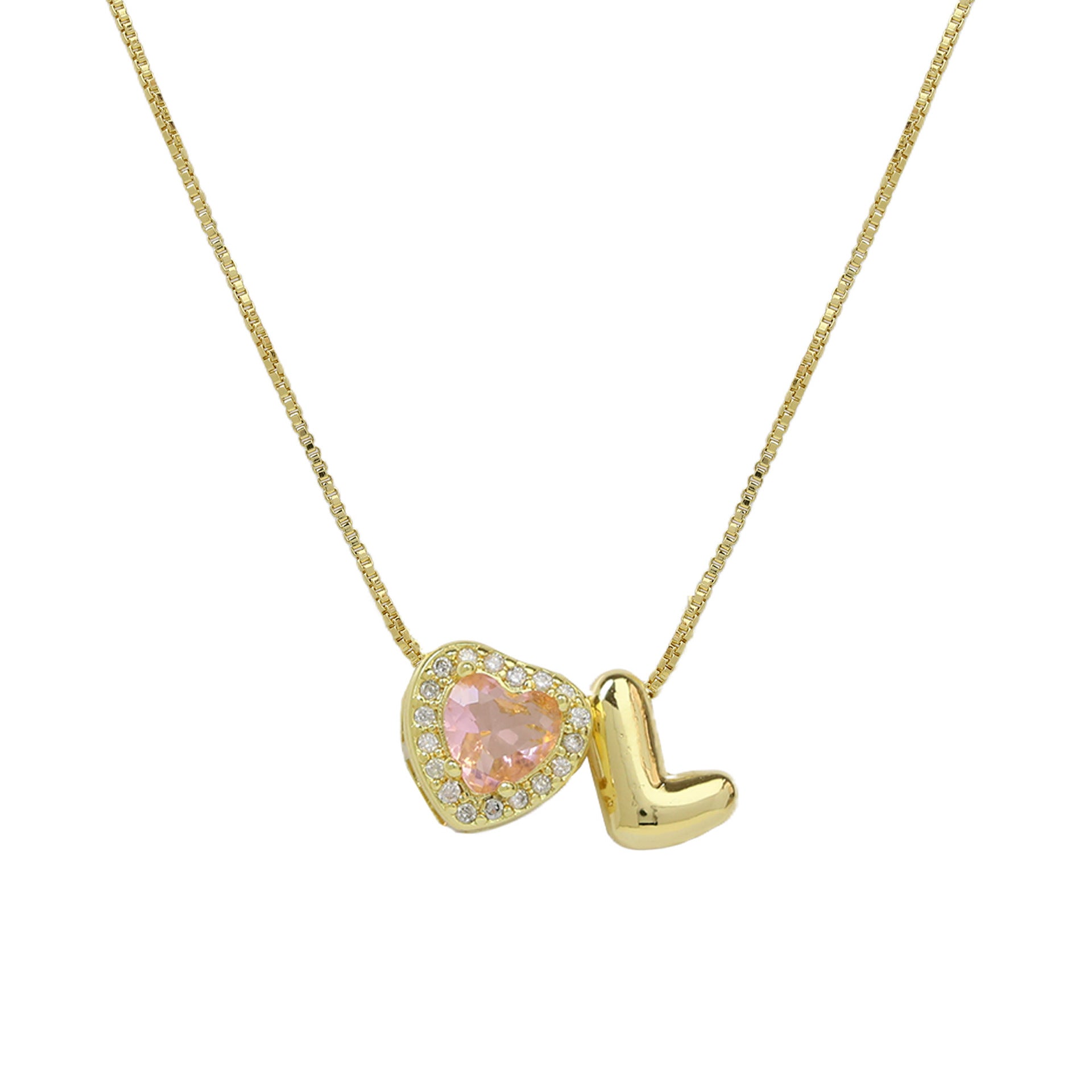 Wholesale Cute bubble 26 English letters love heart clavicle necklace