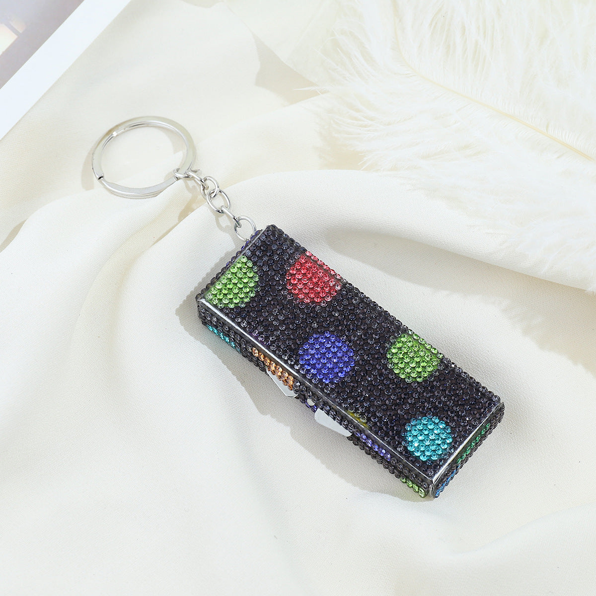 Wholesale Color Rhinestone Pill Box Portable Keychain Keychains Accessories Rhinestone Keychain ACC-KC-ZhiYa015