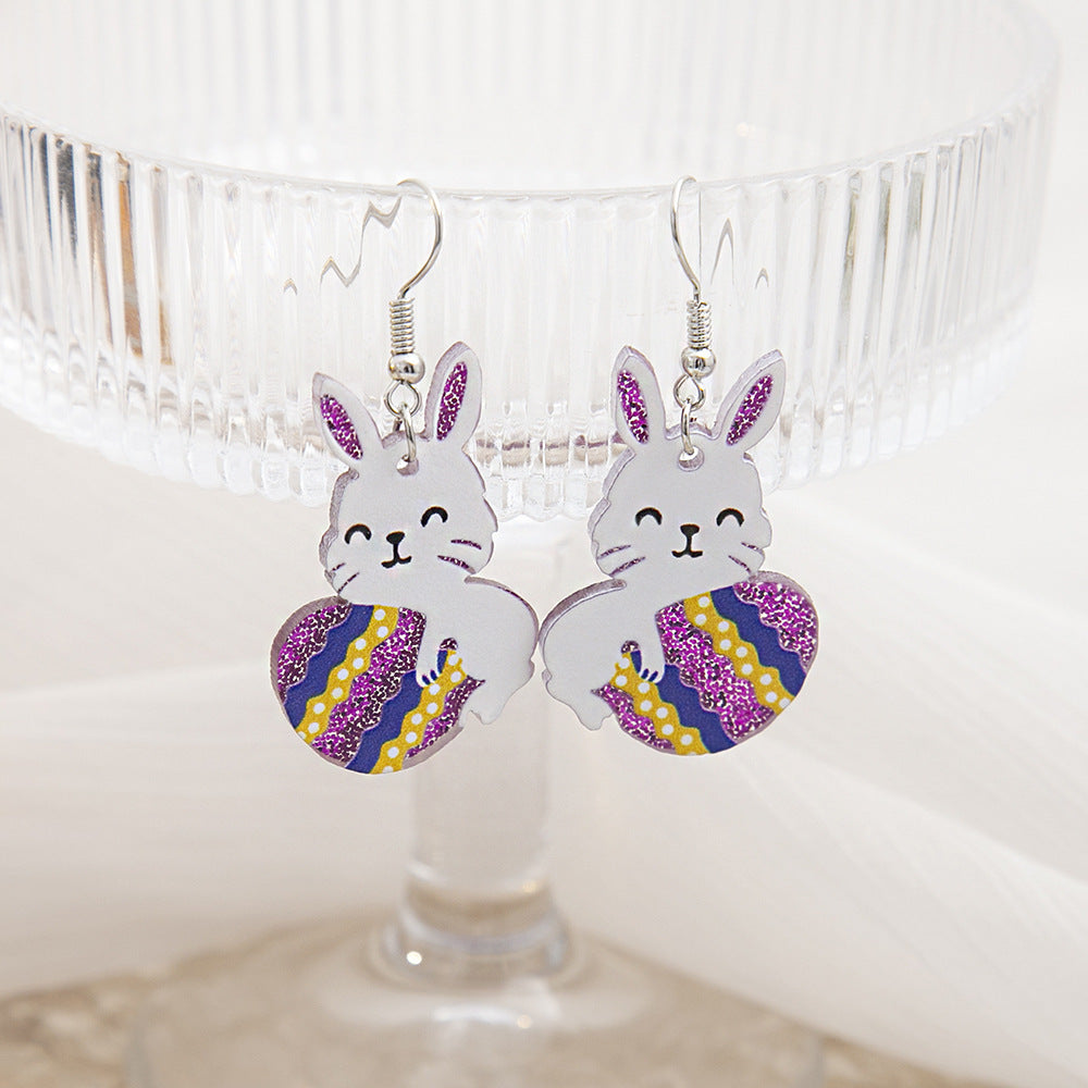 Wholesale Easter Acrylic Cute Bunny Earrings