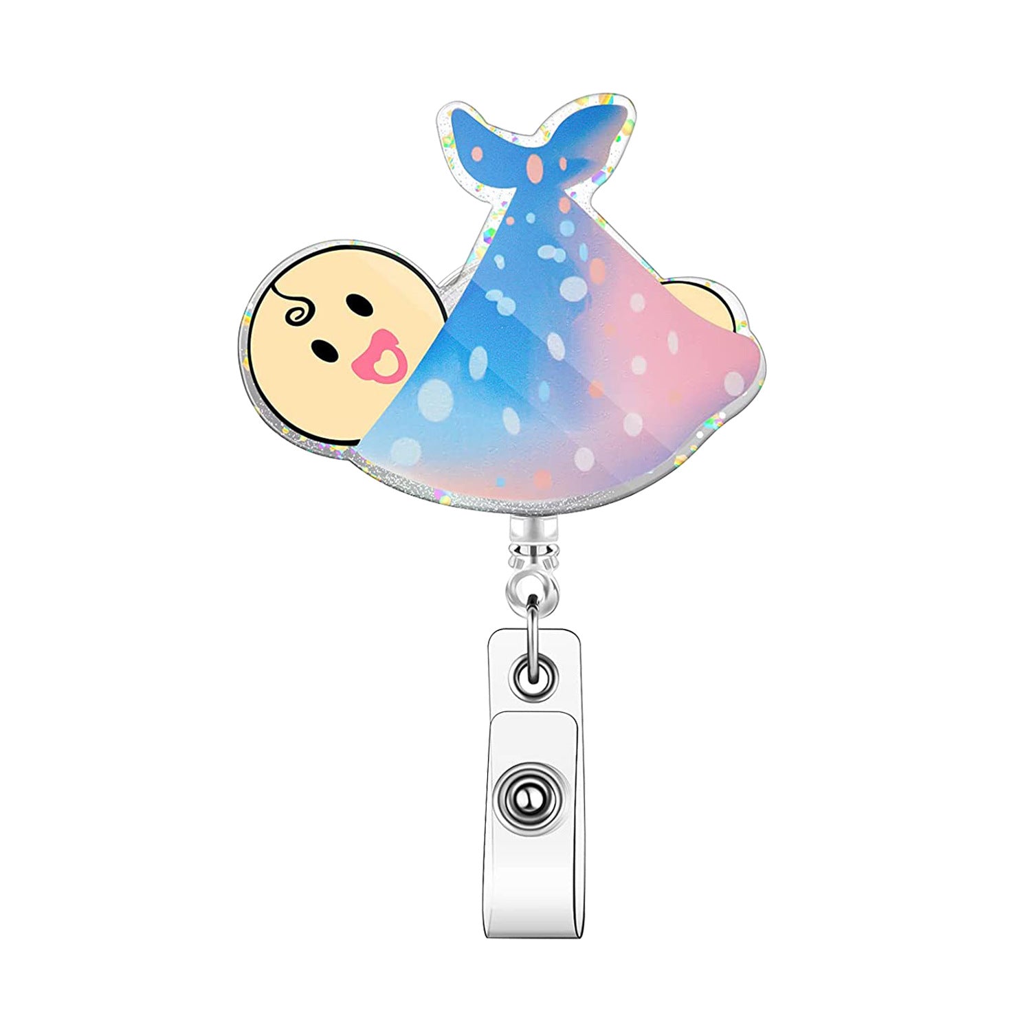 Wholesale Acrylic Baby Feet Rotating Nurse Telescopic Badge Scroll Keychain ACC-KC-LingYu009