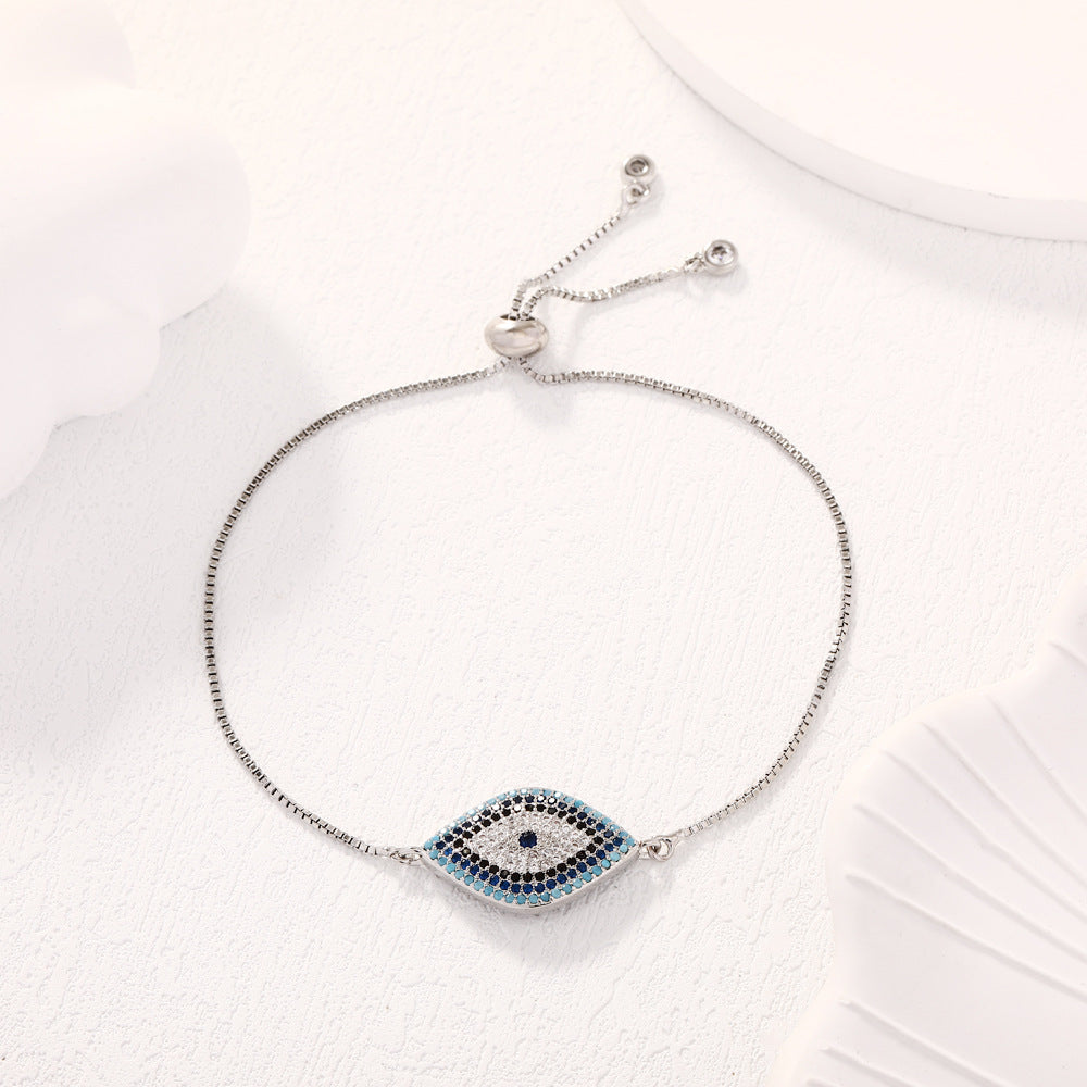 Wholesale Copper full diamond evil eye bracelet