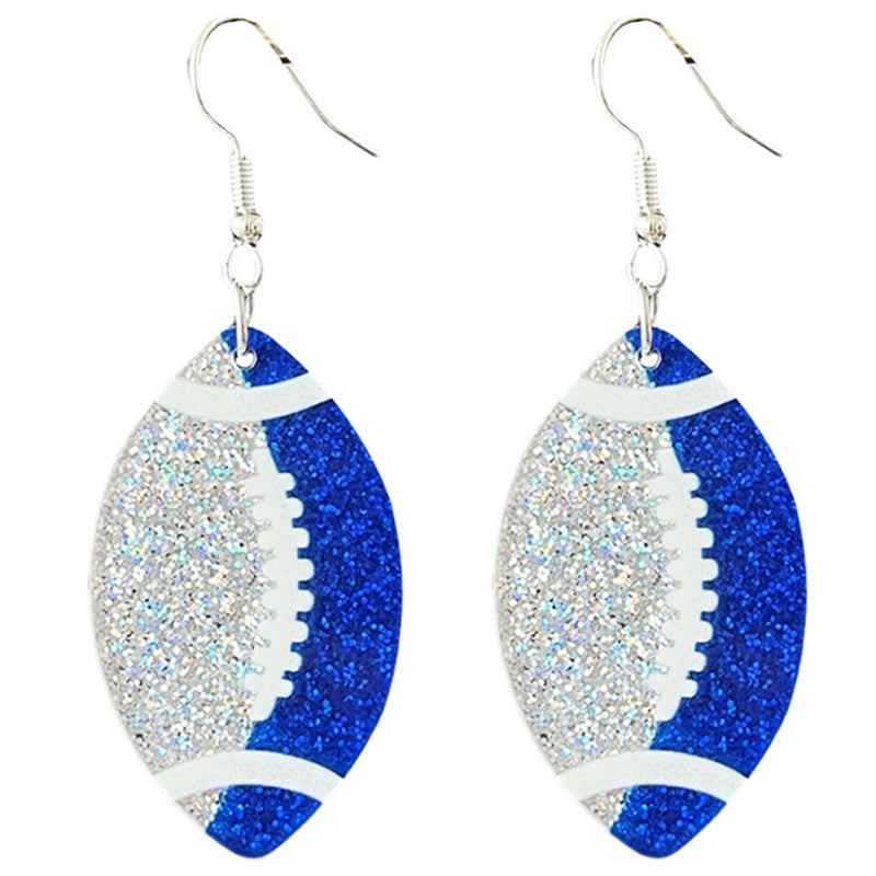 Wholesale  source football soccer color contrast fashion ladies shiny acrylic earrings