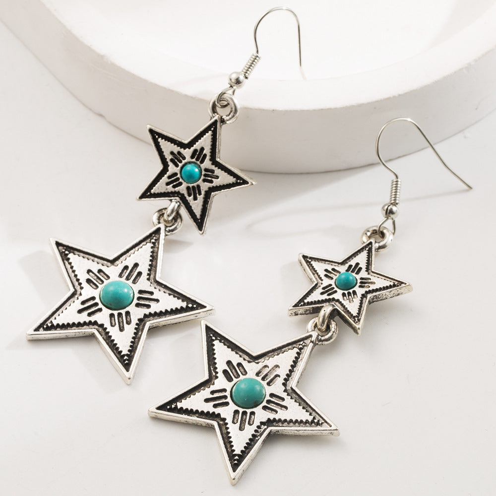 Wholesale  alloy retro geometric bohemian ethnic style vintage earrings