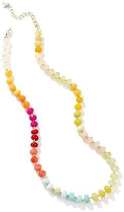 Wholesale Layered Rainbow Beaded Necklace with Natural Stone Pendant - Beach Fashion Accessory for Women