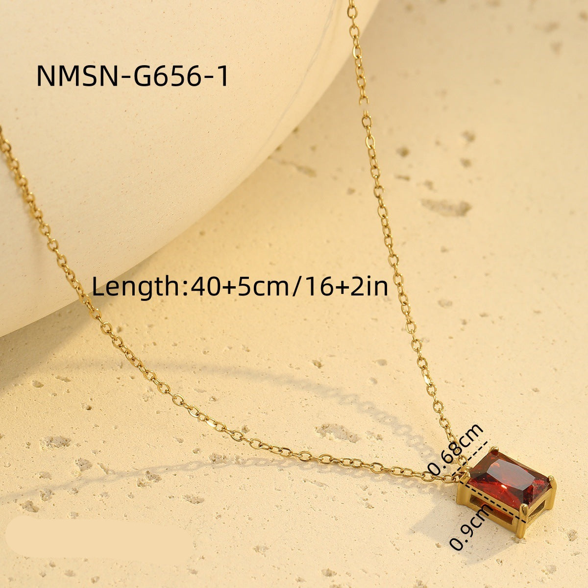 Wholesale Light Luxury  Stainless Steel Necklace Square Zircon Pendant  Clavicle Chain