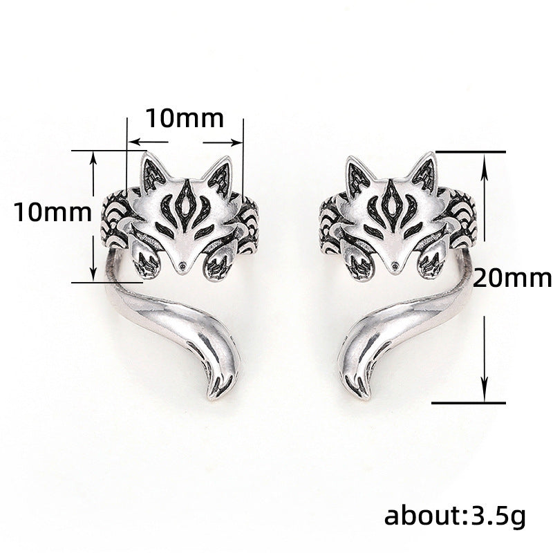 Wholesale retro cute fox ears ear clip  animal alloy earrings