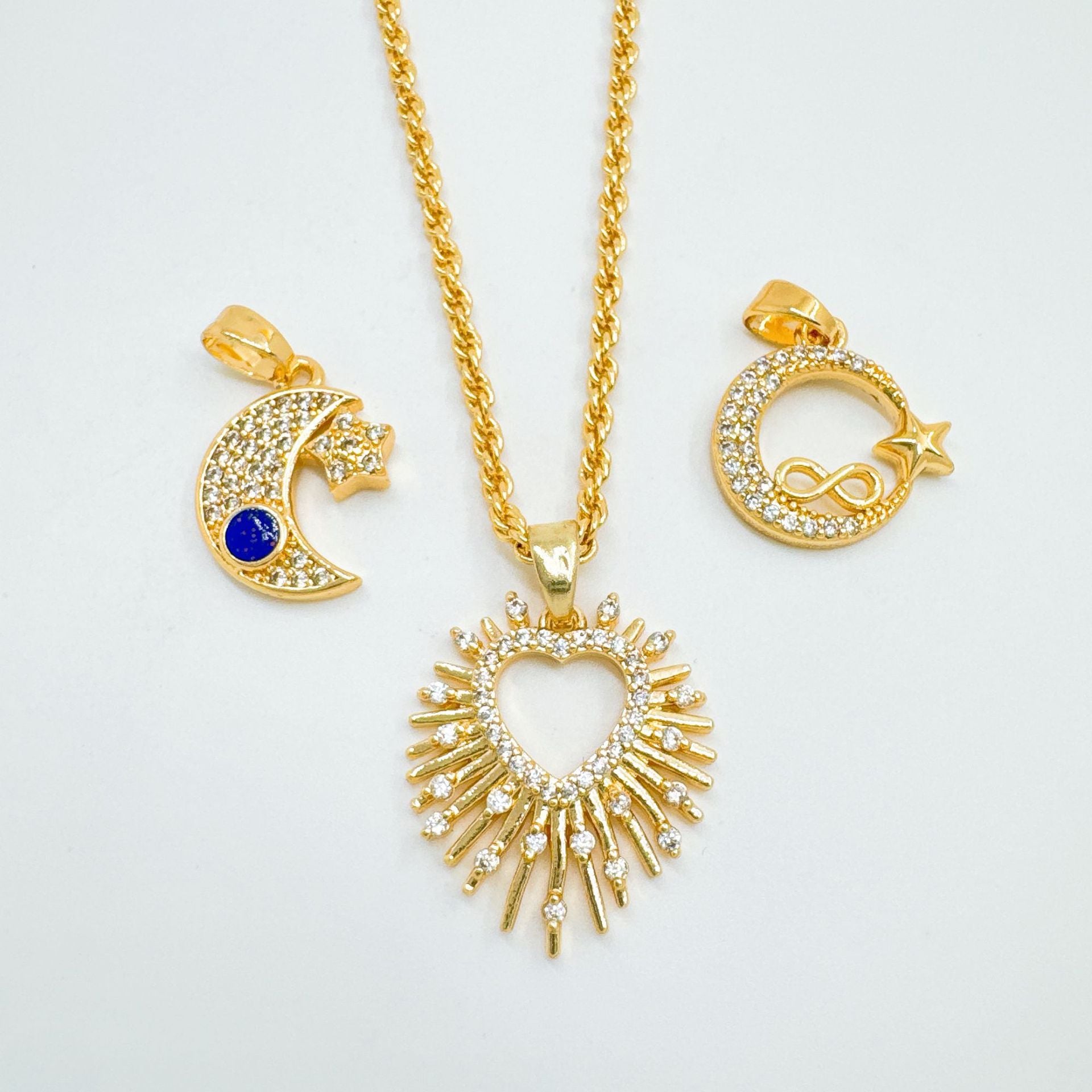 Wholesale Hip-Hop Ins Style Gold Plated Zircon Pendant Necklace for Women Fashion Accessory Boutique Resale