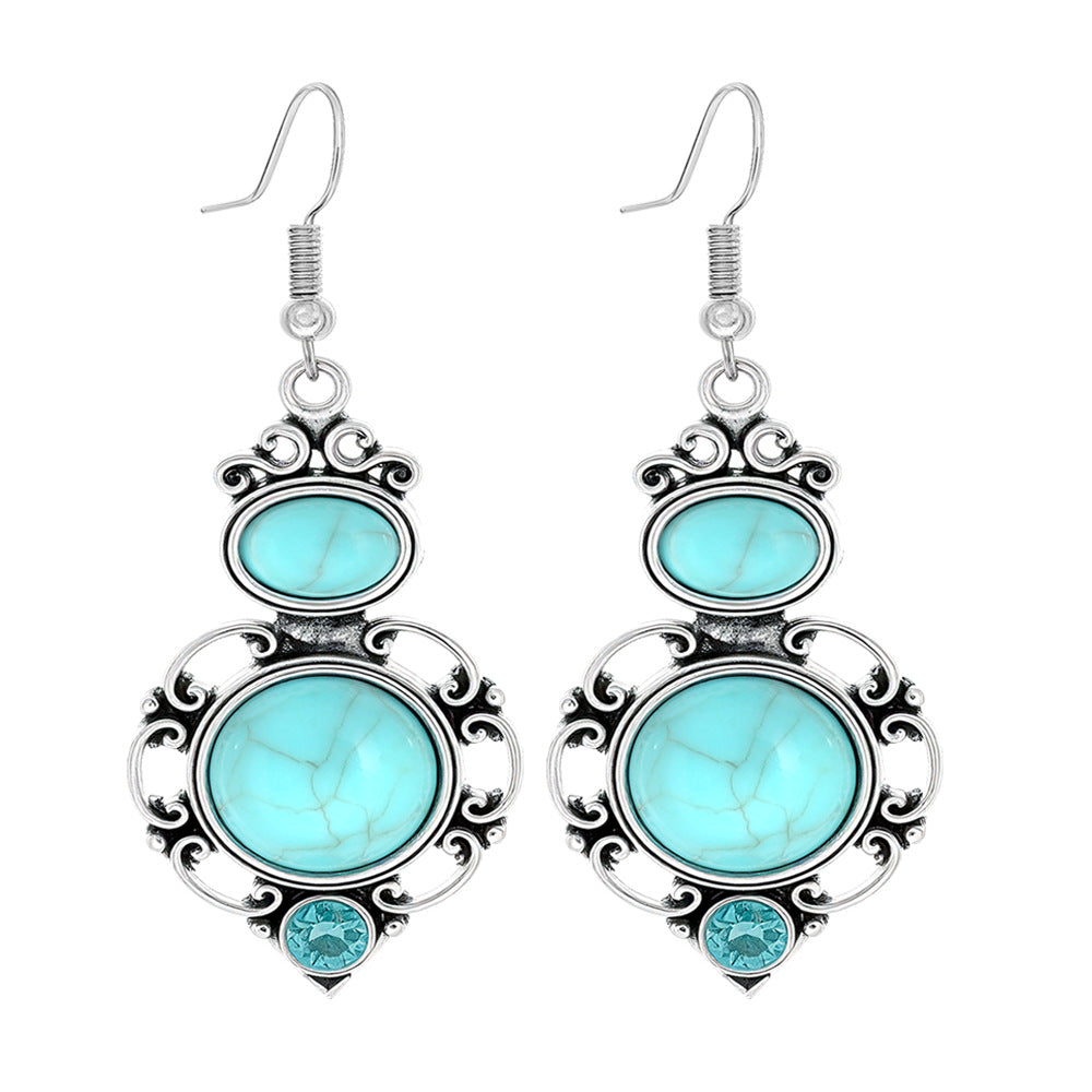 Wholesale Ethnic Style Geometric Acrylic Turquoise Earrings for Women Fashion Jewelry