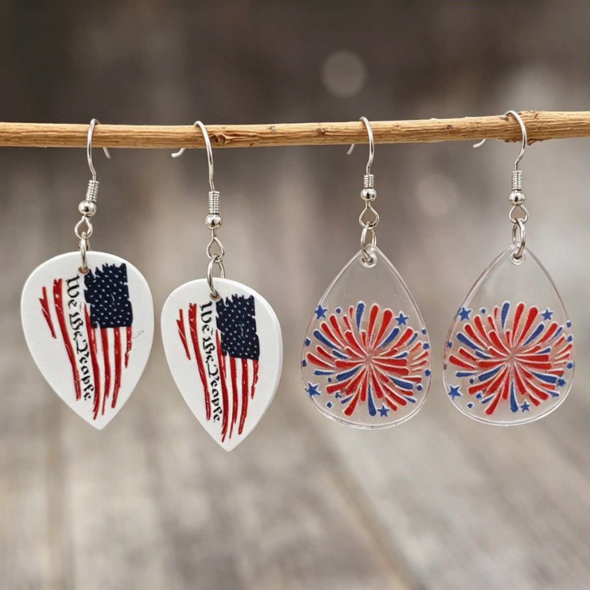 Wholesale American Flag Fireworks Acrylic Drop Earrings for Women Party Fashion Accessory