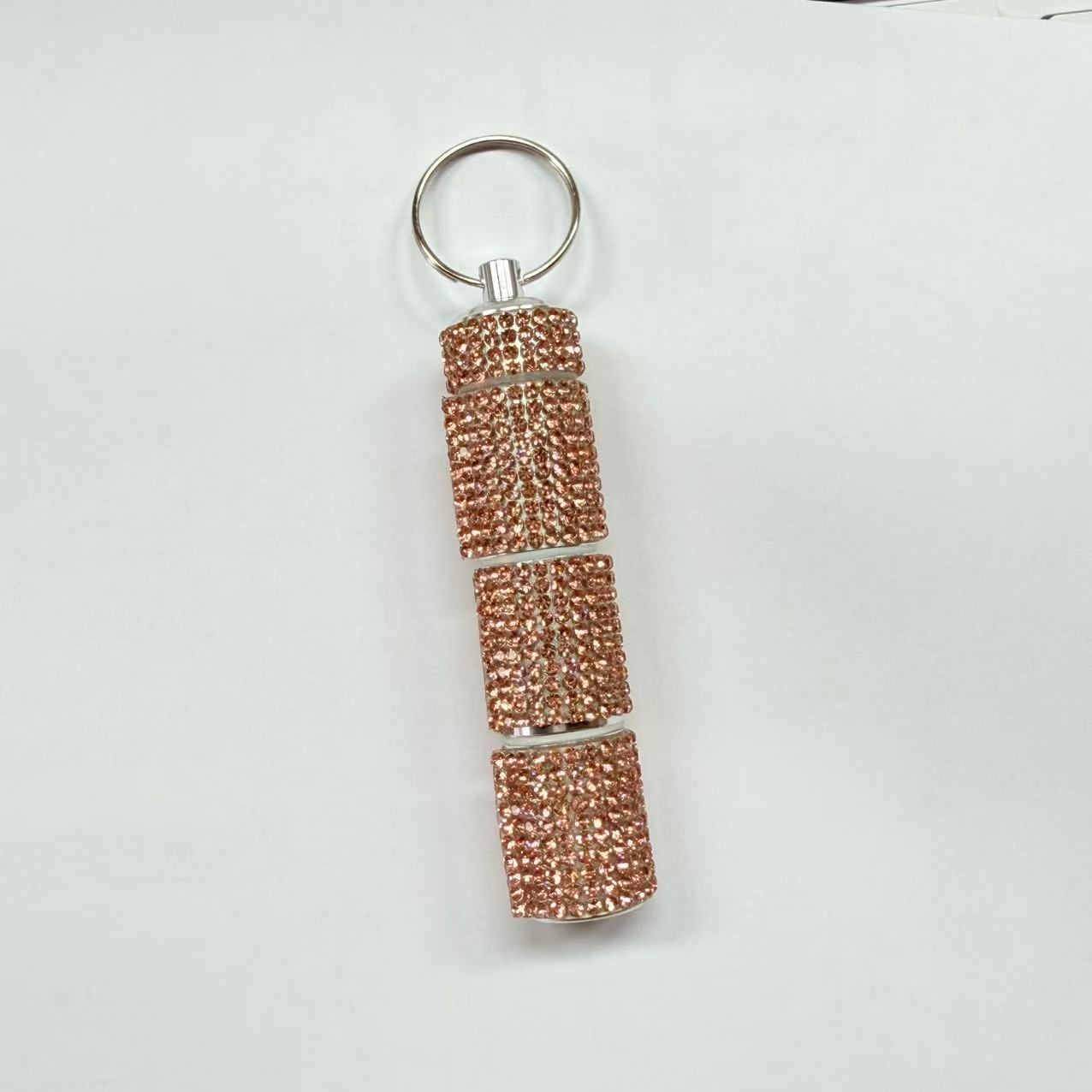 Wholesale diamond-encrusted pill bottle keychain