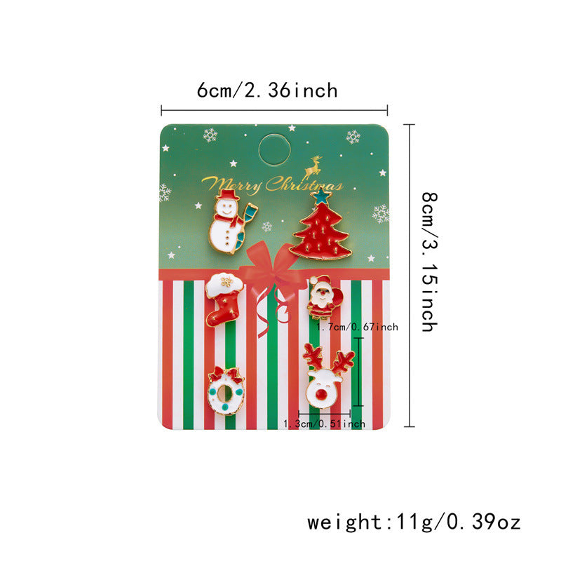 Wholesale Christmas Series Brooch 6 Pack Cartoon Dripping Oil Santa Claus  Brooch