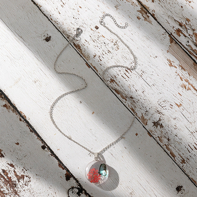 Wholesale crystal clear round glass pendant necklace