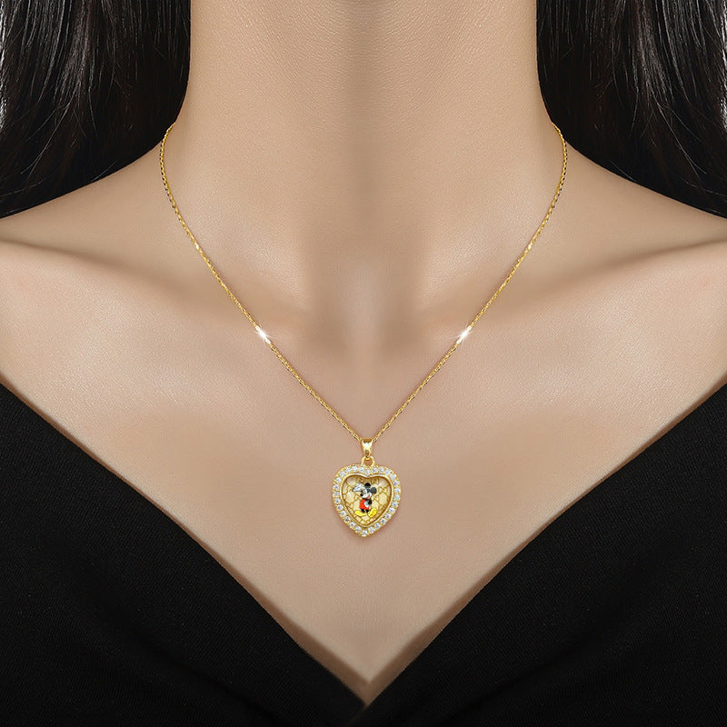 Wholesale Trendy Mouse Design Stainless Steel Pendant Necklace Fashion Jewelry Accessory Gift for Women