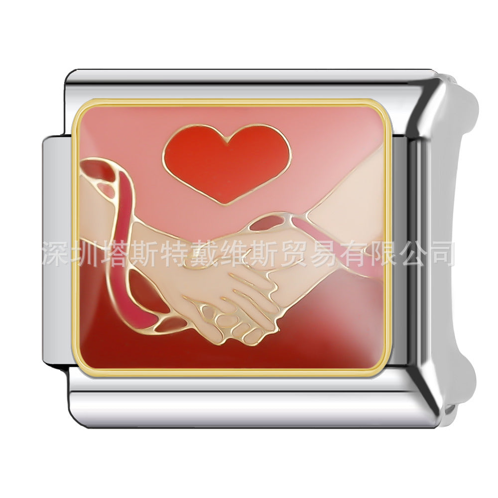 Wholesale 9mm Italian Charm Starter Bracelets DIY square Single Section Creative Stainless Steel Composable Bracelet