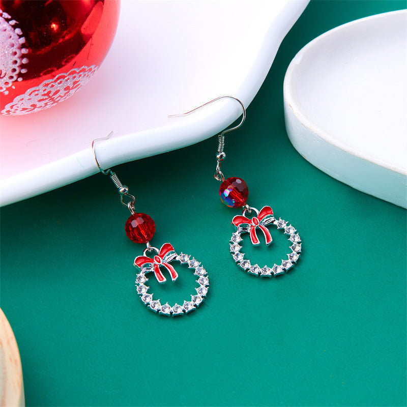 Wholesale  Christmas earrings creative  five-pointed star Christmas tree tassel earrings