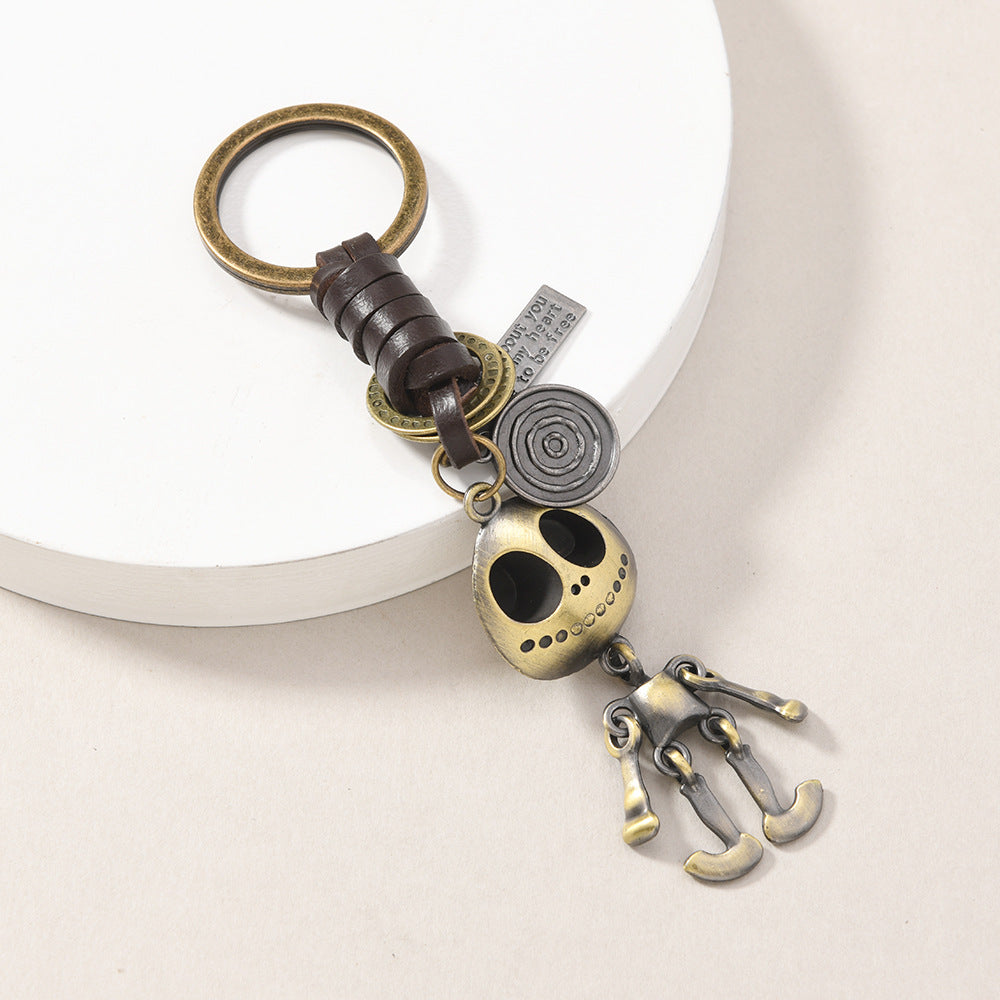 Wholesale  Halloween Skull Skeleton Pendant Cowhide Keychain