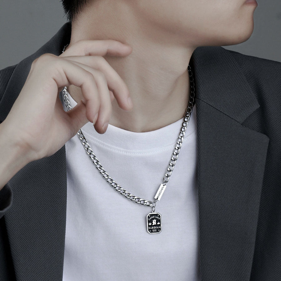 Wholesale Square Brand Letter Titanium Steel Necklace Hip Hop Clavicle Chain Choker Necklace ACC-NE-Ziyou011