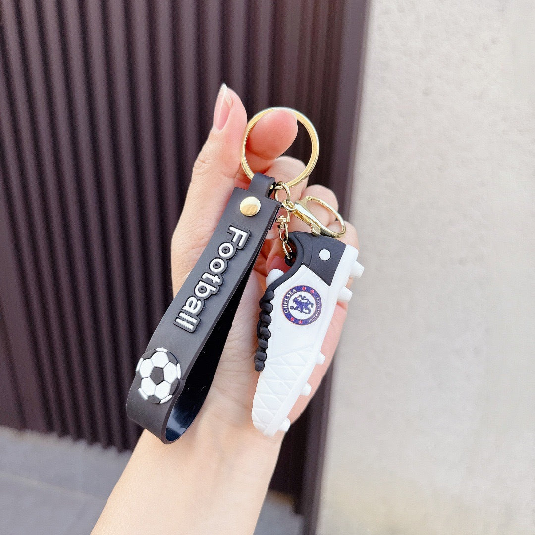 Wholesale PVC Soccer Shoe Keychain Pendant Trendy Gift for Football Fans Car Key Accessory