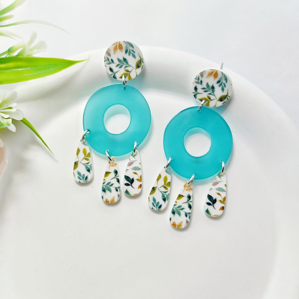Wholesale Bohemian Style Hollow Stud Earrings Exaggerated Acrylic Earrings ACC-ES-Qiyu015