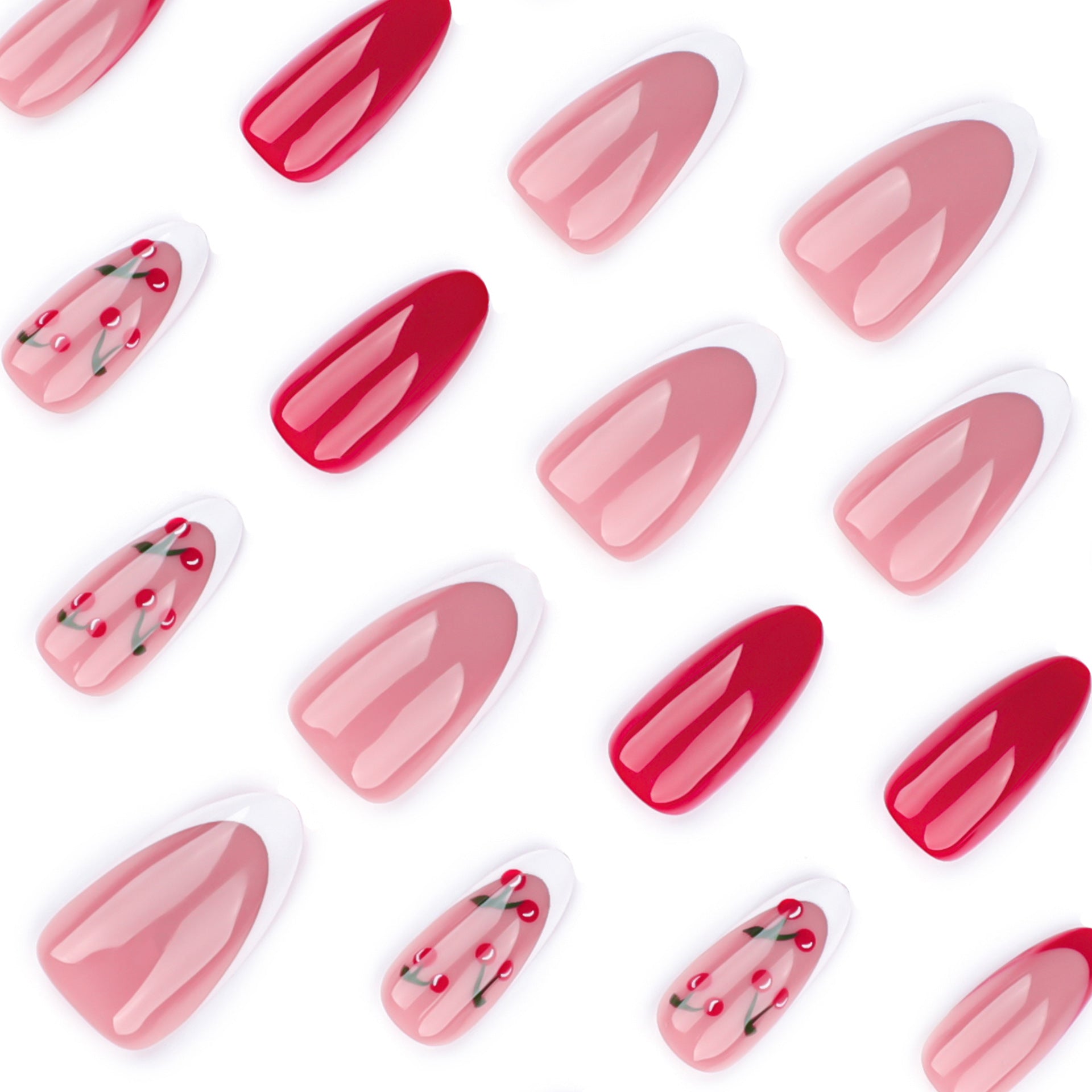 Wholesale 24 Pieces/box Cherry Nails Kits Nail Stickers