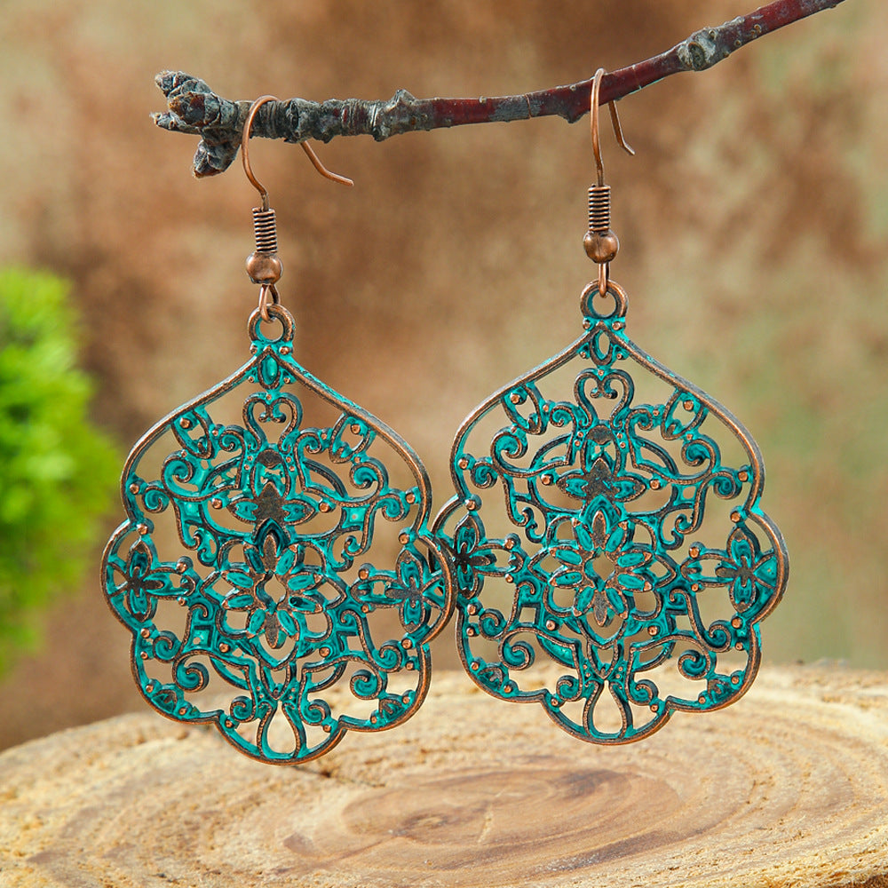 Wholesale Bohemian Hollow Geometric Retro Vintage Alloy Earrings for Everyday Wear or Gift
