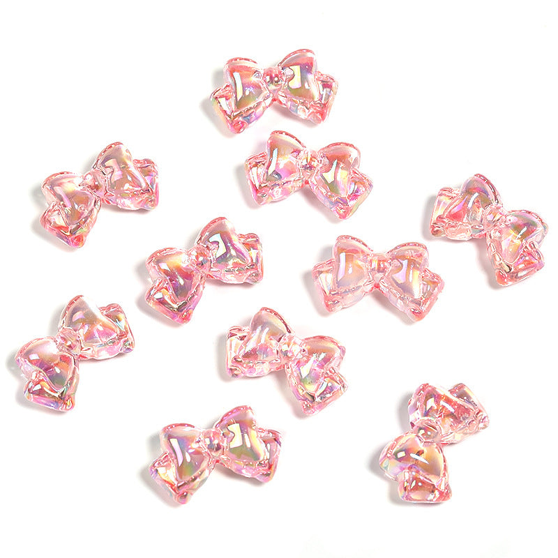 Wholesale 100pcs UV Electroplating Transparent Color Bowknot Acrylic Beads DIY Beaded Accessories ACC-BDS-BLG076