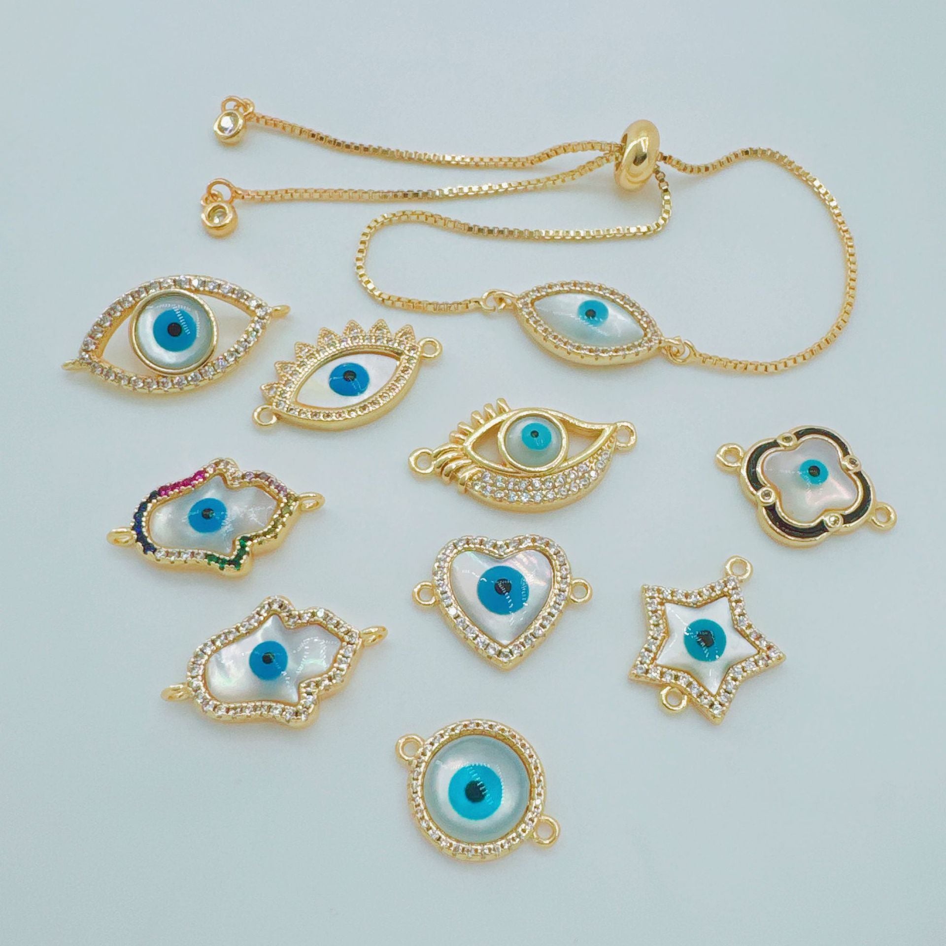 Wholesale Vintage Evil Eye Bracelet Gold Plated Copper Fashion Jewelry Gift for Women