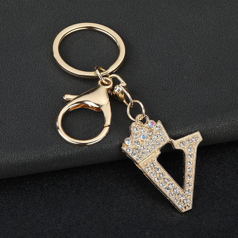 Wholesale  English letters encrusted diamond keychain