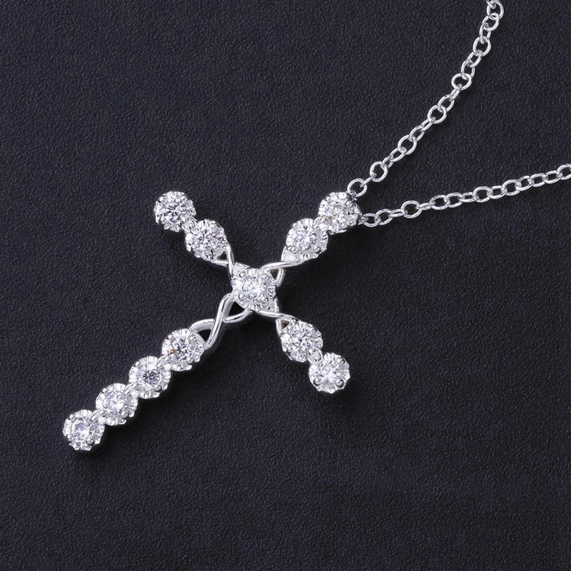 Wholesale Cross Collar Chain Copper Plated Diamond Necklace ACC-NE-YaRL002