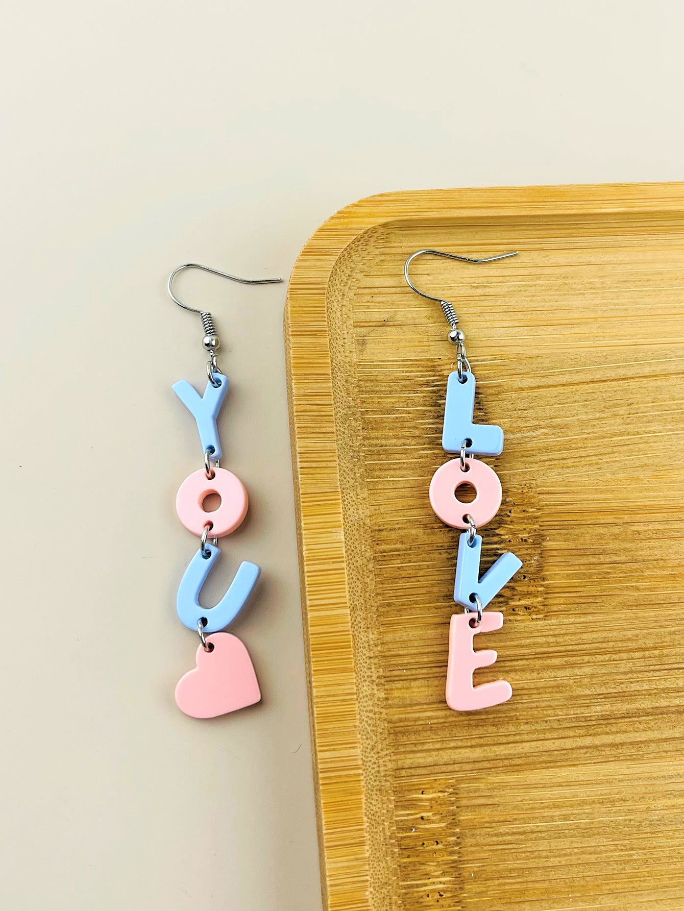Wholesale  Valentine's Day love Acrylic Color Stitching Letter Women's Earrings