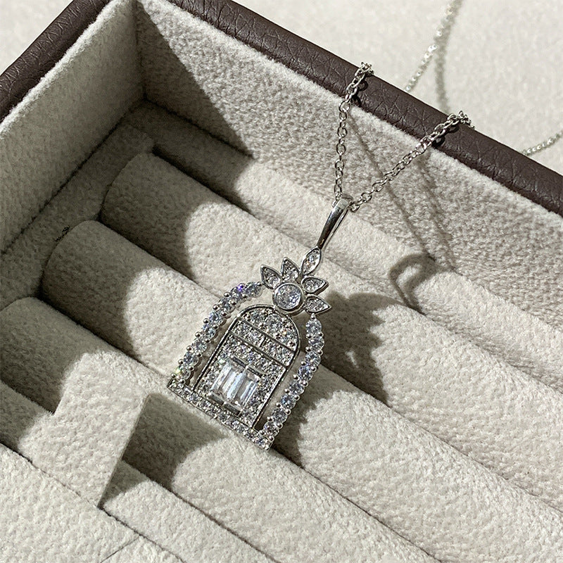 Wholesale V gold  door necklace women's full Diamond White Gold necklaces