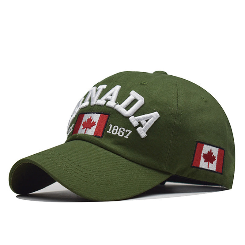Wholesale Fashion Cotton Baseball Cap With Canada Letter Unisex Curved Brim Adjustable Sun Hat