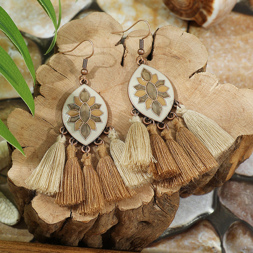 Wholesale Retro Bohemian Earrings Maillard Color Trendy Fashion Accessory for Autumn Winter
