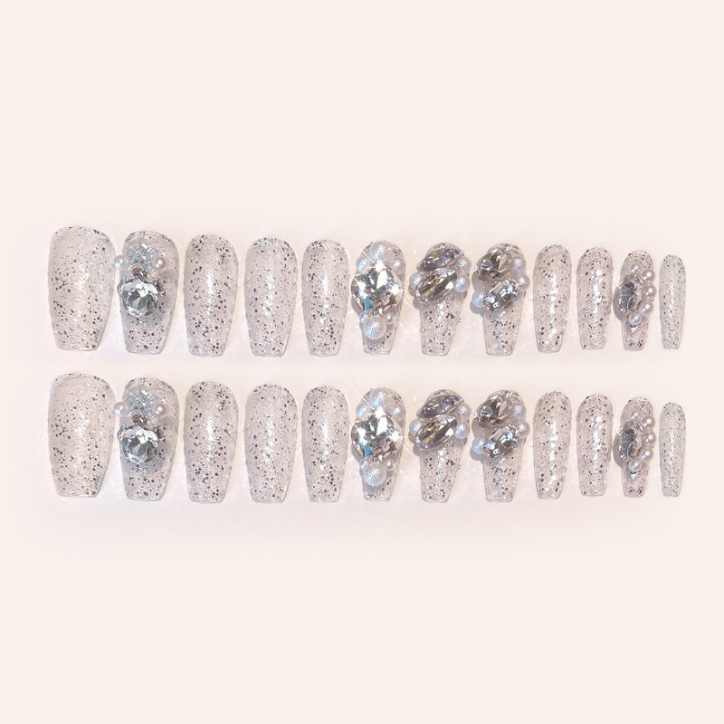 Wholesale 24 Pieces/box Shiny Big Diamond Wearable Nail Press-on Nails Kits Nail Stickers ACC-NS-DiNa009