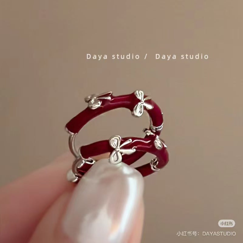 Wholesale Red Bow Ear Buckle Earrings