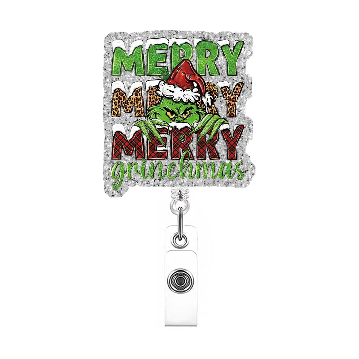 Wholesale Acrylic Badge Reels Christmas Medical Work ID Clip-on Badge with Retractable Buckle