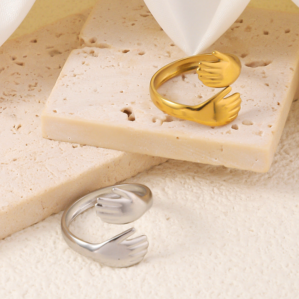 Wholesale titanium steel open adjustable finger ring