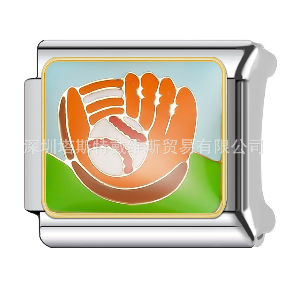 Wholesale 9mm Italian Charm Starter Bracelets DIY square Single Section Creative Stainless Steel Composable Bracelet