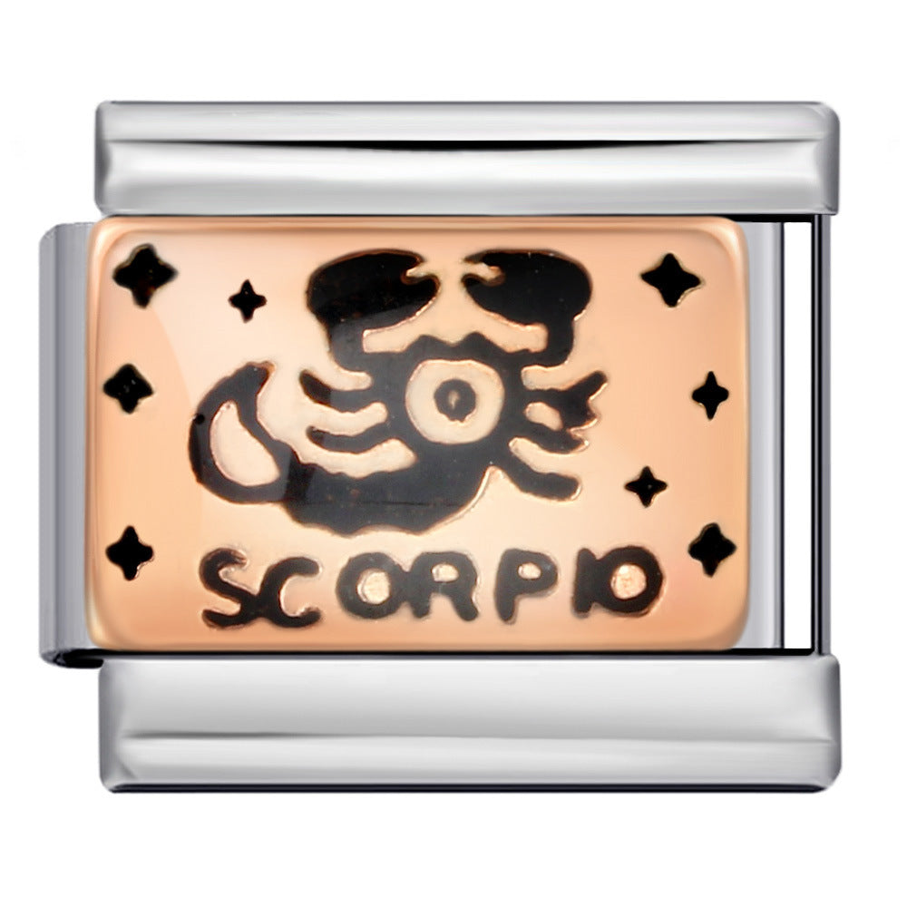 Wholesale Italian Charm Bracelet 9mm DIY Splicing Removable 12 Constellation Stainless Steel Composable Bracelet