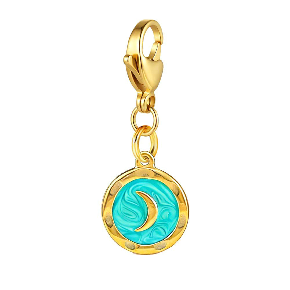 Wholesale Stainless Steel Electroplated Round Small Pendant with Lobster Clasp for DIY Jewelry Making