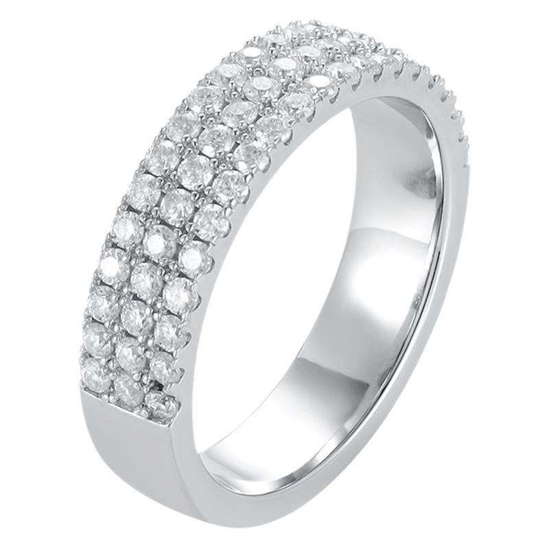 Wholesale Half-circle diamond three-row Mosan diamond ring